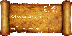 Rohoska Irén névjegykártya